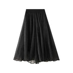 Women Midi Skirt Ruffled Patchwork - Asymmetric Women Skirt