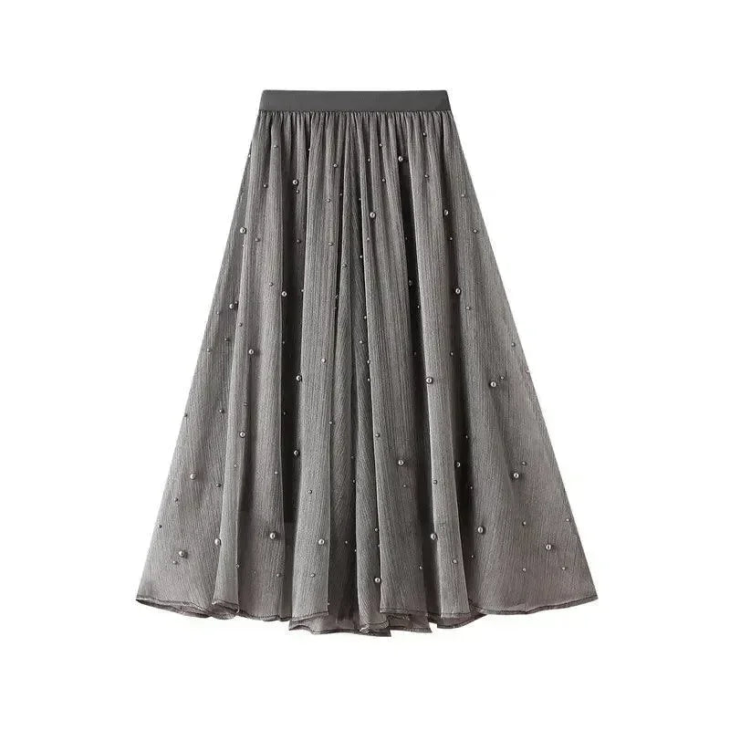 Women Midi Skirt Ruffled Patchwork - Asymmetric Women Skirt