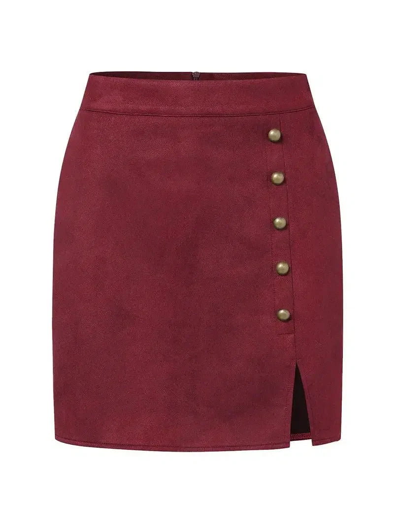 Women Mini Skirt Beaded Slit - High Waist Women Skirt