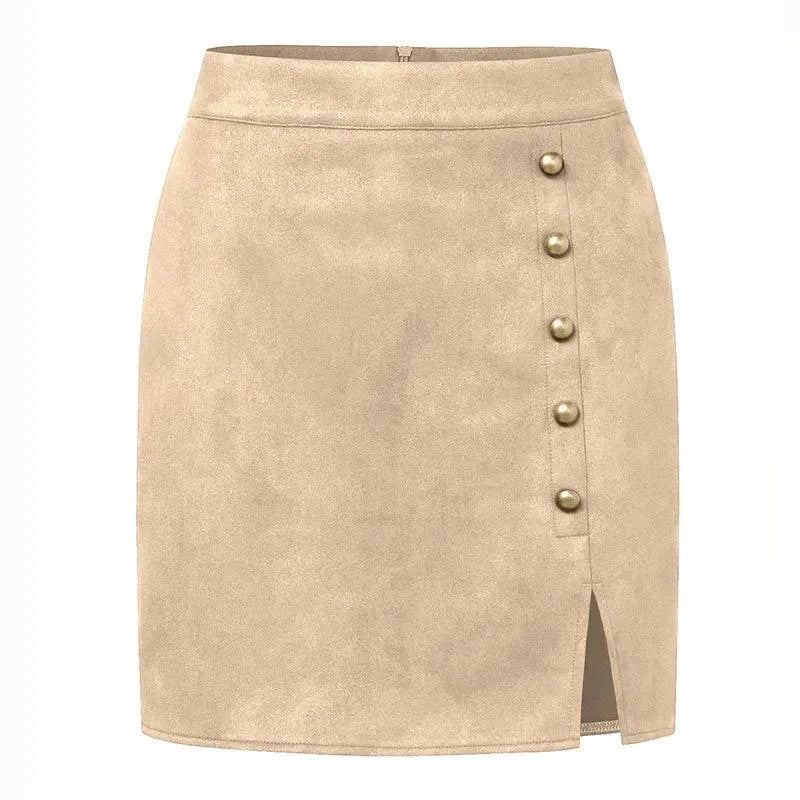 Women Mini Skirt Beaded Slit - High Waist Women Skirt