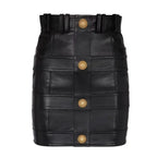 Women Mini Skirt Plaid Leather Straight - High Waist Women Skirt