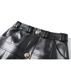 Women Mini Skirt Plaid Leather Straight - High Waist Women Skirt