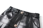 Women Mini Skirt Plaid Leather Straight - High Waist Women Skirt