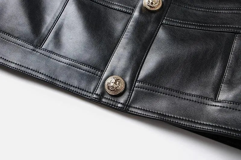 Women Mini Skirt Plaid Leather Straight - High Waist Women Skirt