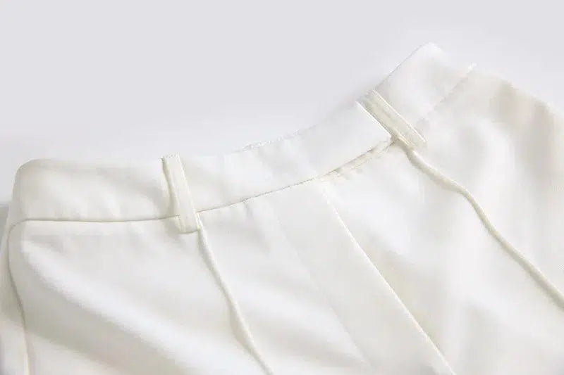 Women Pant Suit - Diamonds Beaded Blazer, Flare Trousers - Pantsuit - Guocali