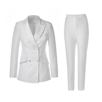 Women Pant Suit - Double-Breasted Trouser Suit -Guocali