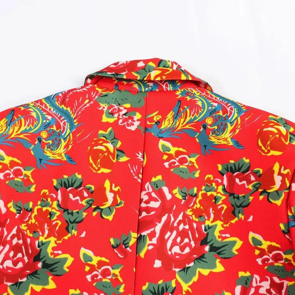 Women Pant Suit - Flower Embellished Trouser Suit -Guocali