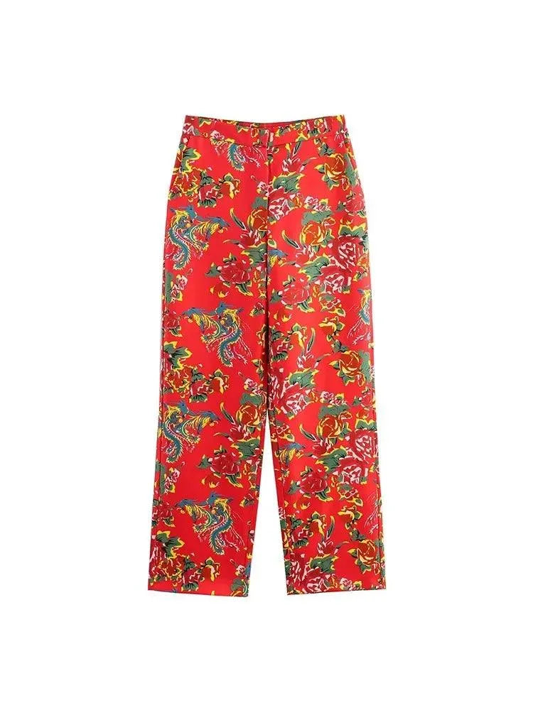 Women Pant Suit - Flower Embellished Trouser Suit -Guocali