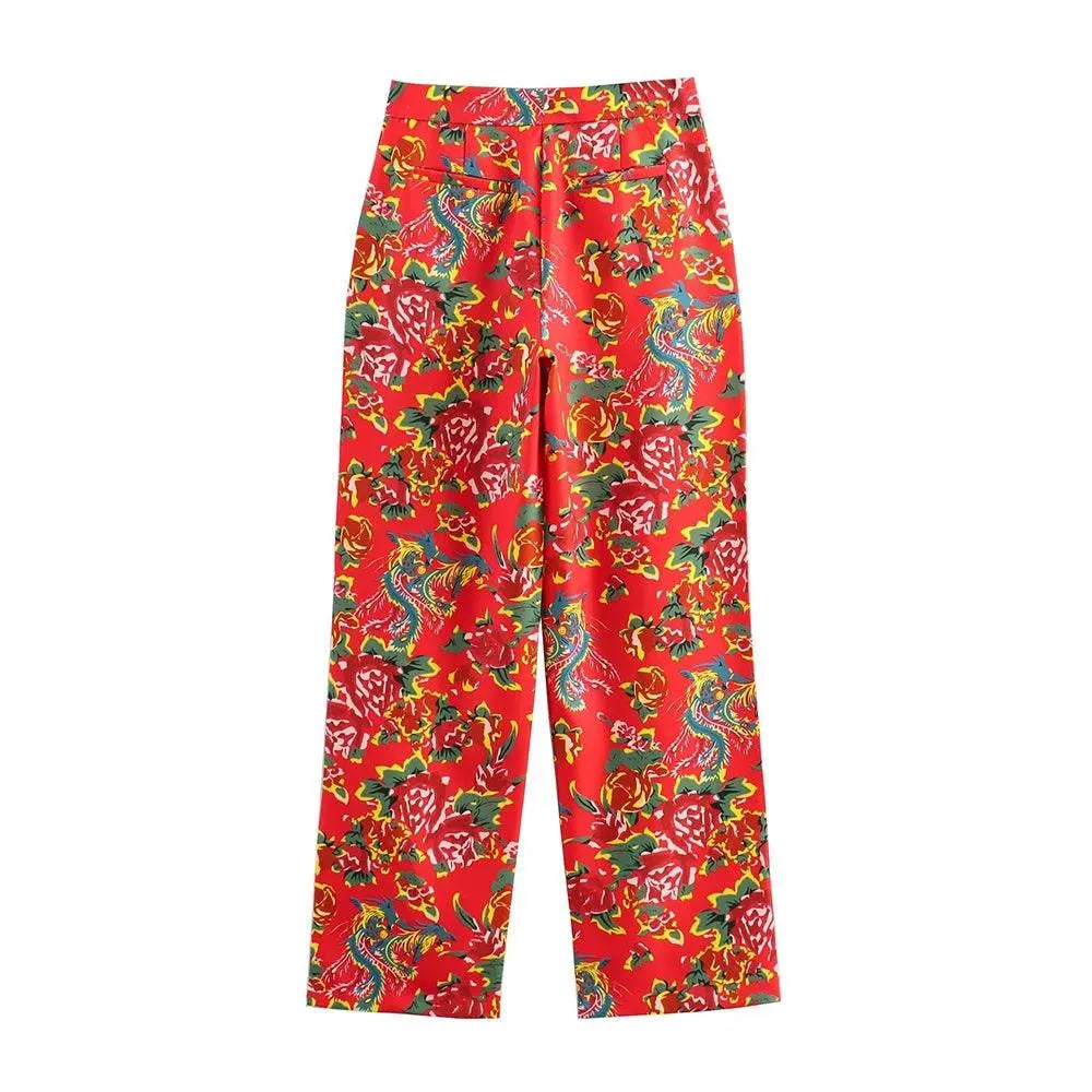 Women Pant Suit - Flower Embellished Trouser Suit -Guocali