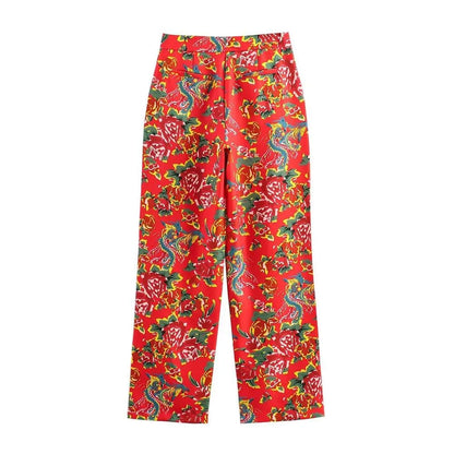 Women Pant Suit - Flower Embellished Trouser Suit -Guocali