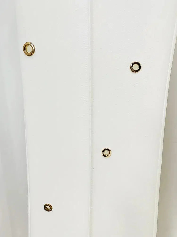 Women Pant Suit - Grommet Lapel Blazer Trouser Suit -Guocali