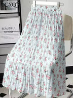 Women Pleated Skirt Fairy Style Chiffon - High Waist Midi Women Skirt