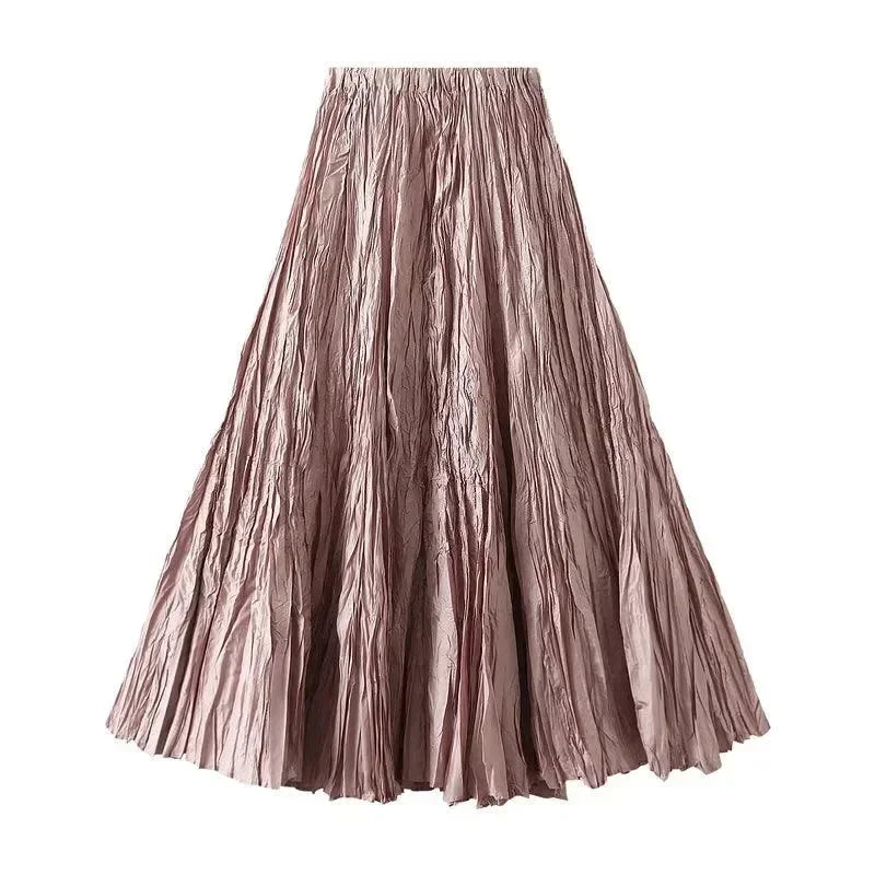 Women Pleated Skirt High Waist - A-Line Midi Women Skirt