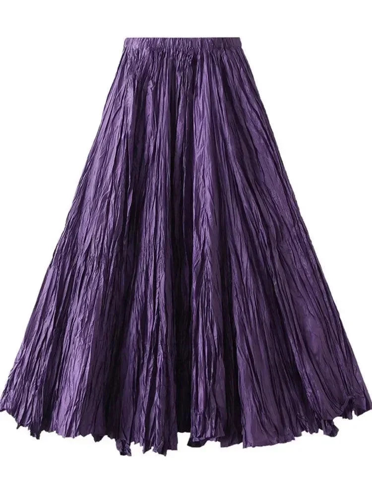 Women Pleated Skirt High Waist - A-Line Midi Women Skirt