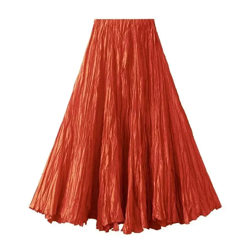 Women Pleated Skirt High Waist - A-Line Midi Women Skirt