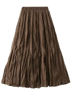 Women Pleated Skirt High Waist Elastic - Midi Women Skirt