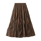 Women Pleated Skirt High Waist Elastic - Midi Women Skirt