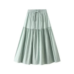 Women Pleated Skirt Lace-Up Elastic - High Waist Midi Women Skirt - Guocali