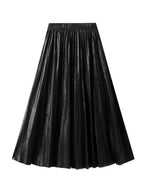 Women Pleated Skirt Metallic High Waist - Midi Women Skirt