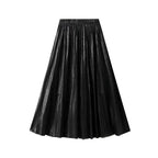 Women Pleated Skirt Metallic High Waist - Midi Women Skirt