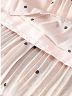 Women Pleated Skirt Polka Dot Chiffon - High Waist Midi Women Skirt