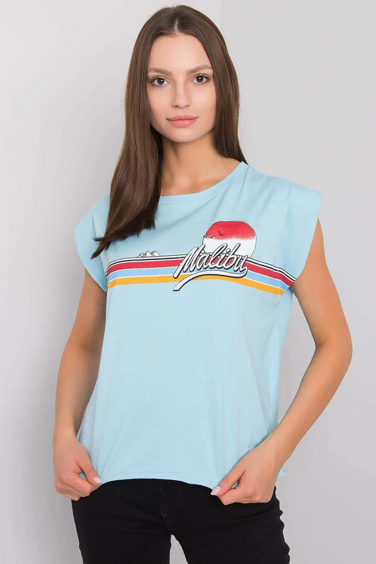 Women Round-Neck Short-Sleeves T-Shirt – Breathable - Blue, White, Red, Yellow -Guocali