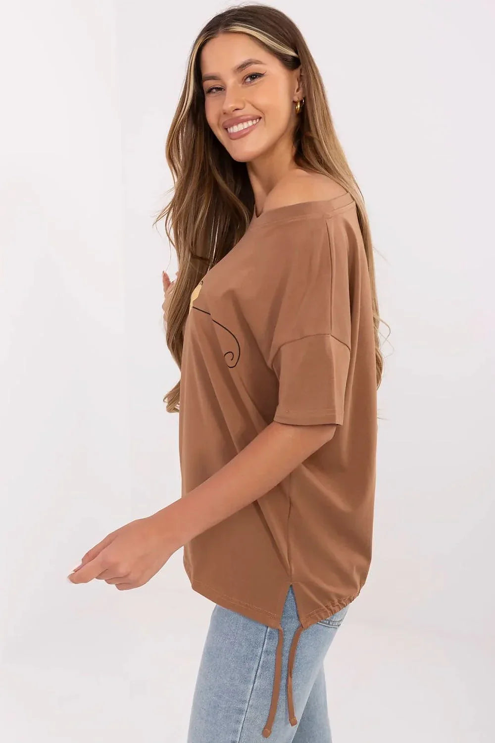 Women Round-Neck Short-Sleeves T-Shirt – Stretchable, Gold, Black