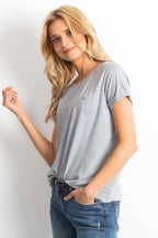Women Round-Neck Short-Sleeves T-Shirt – Stretchable - Gray -Guocali