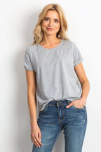 Women Round-Neck Short-Sleeves T-Shirt – Stretchable - Gray -Guocali