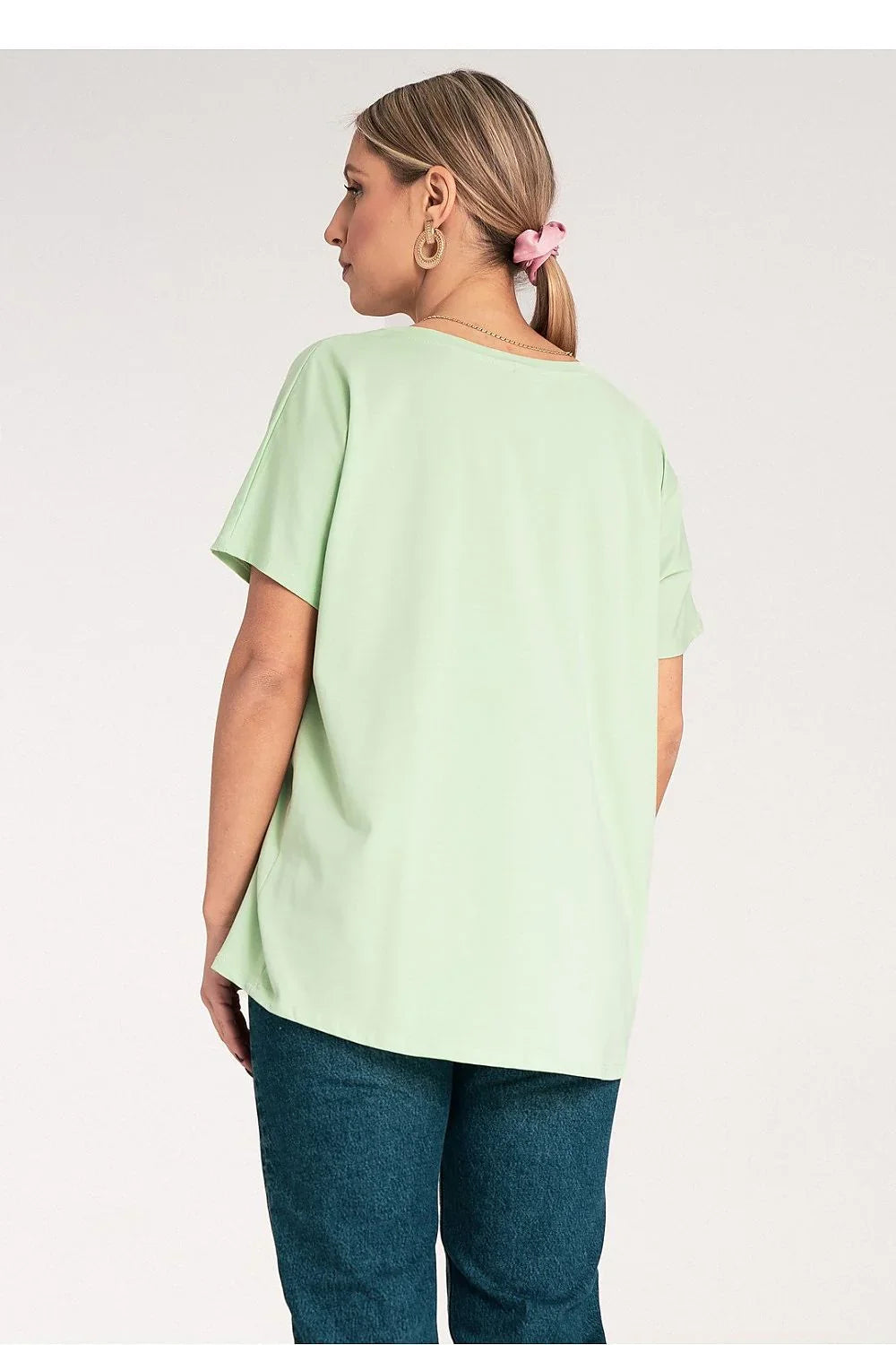 Women Round-Neck Short-Sleeves T-Shirt – Stretchable - Green -Guocali