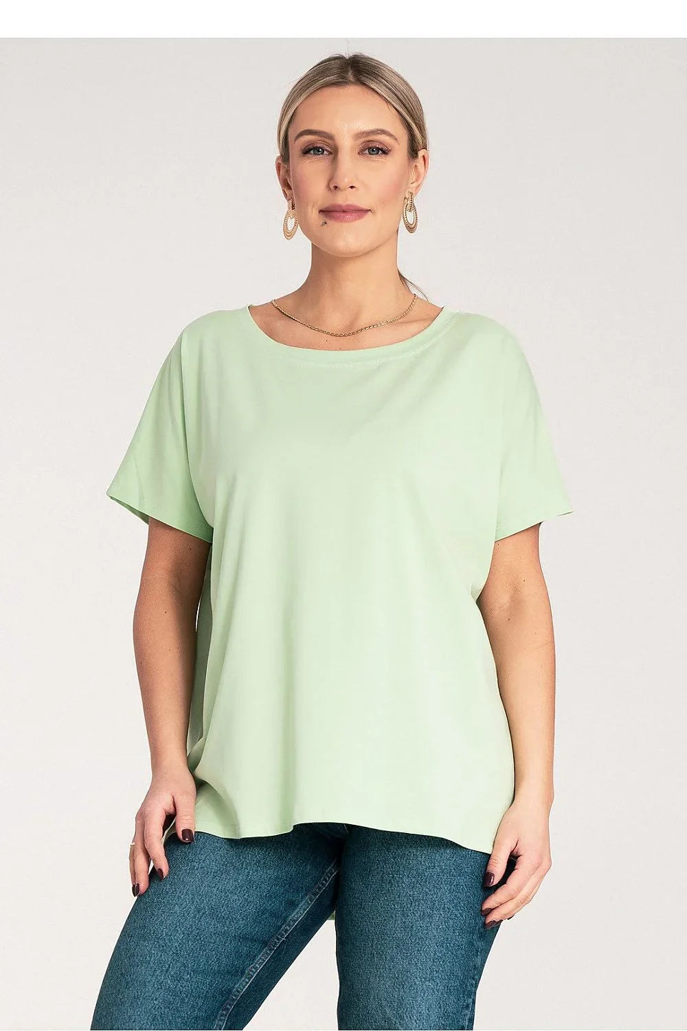 Women Round-Neck Short-Sleeves T-Shirt – Stretchable - Green -Guocali