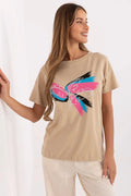 Women Round-Neck Short-Sleeves T-Shirt – Stretchable, Pink, Blue, Black, White