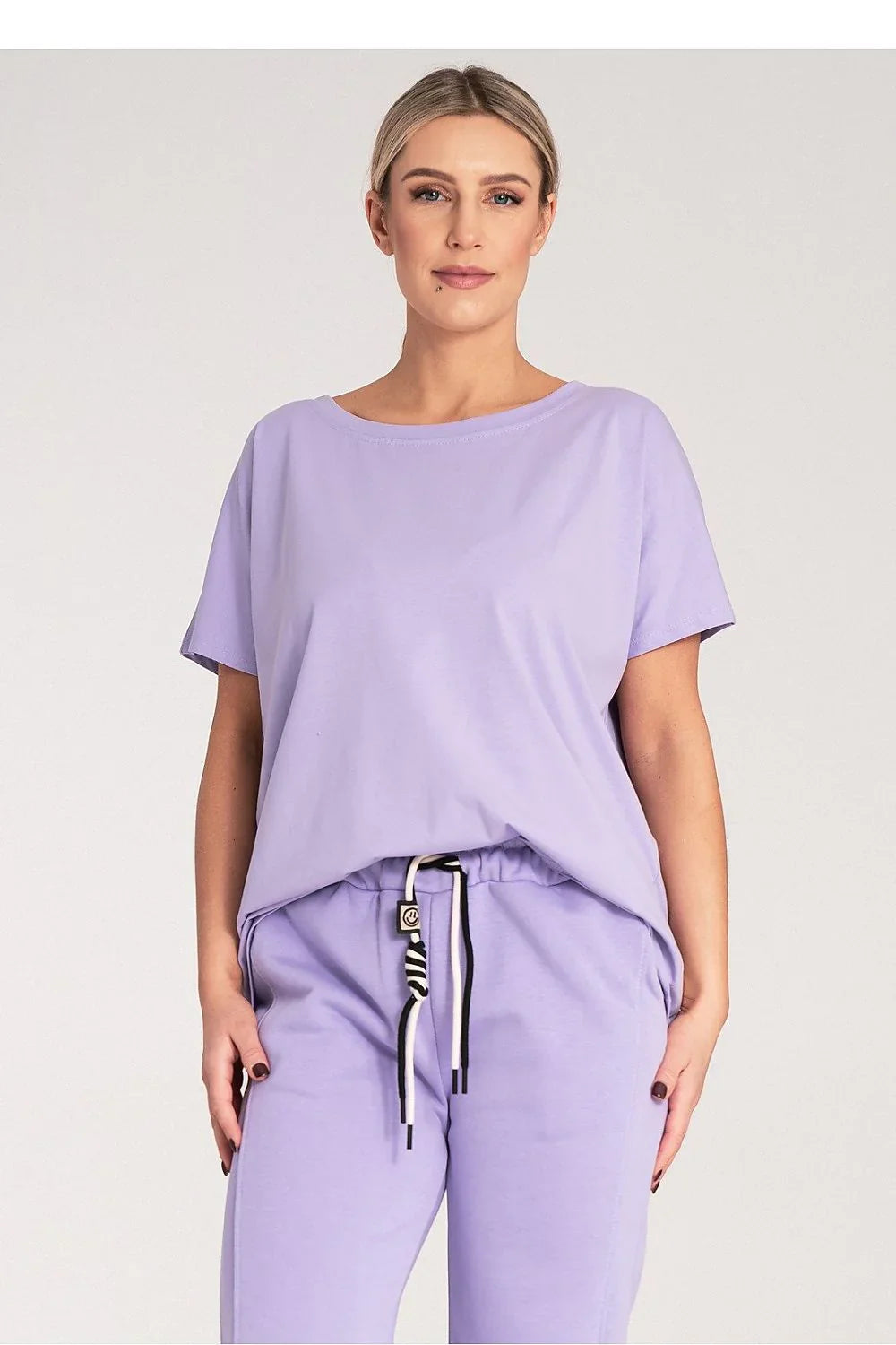 Women Round-Neck Short-Sleeves T-Shirt – Stretchable - Purple -Guocali