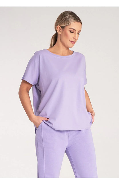 Women Round-Neck Short-Sleeves T-Shirt – Stretchable - Purple -Guocali
