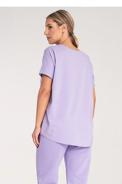 Women Round-Neck Short-Sleeves T-Shirt – Stretchable - Purple -Guocali