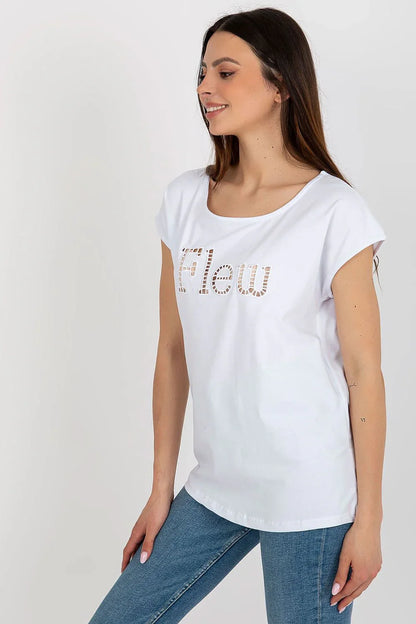 Women Round-Neck Short-Sleeves T-Shirt – Stretchable - White -Guocali