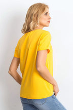 Women Round-Neck Short-Sleeves T-Shirt – Stretchable - Yellow -Guocali