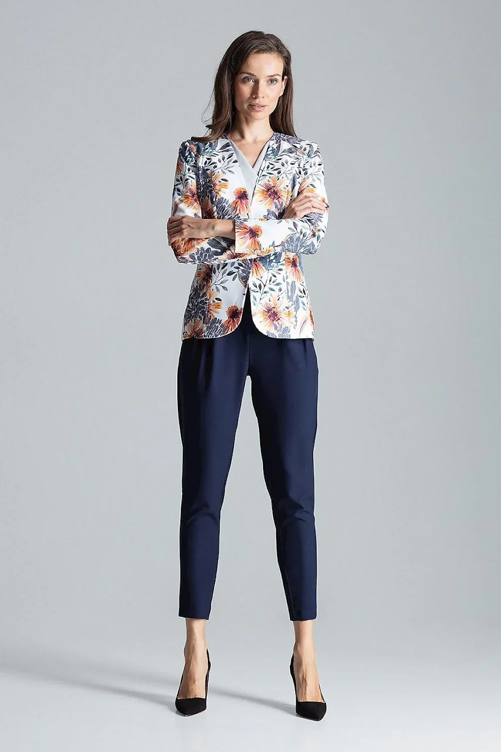 Women's Blazer - Lightweight - 1-Button - Multicolor, White, Orange, Blue, Brown, Gray -Guocali