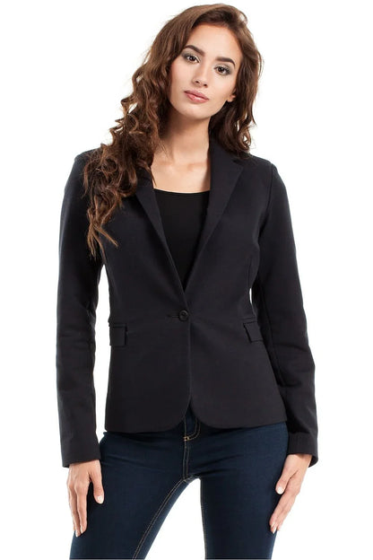 Women's Blazer - Stretchable - 1-Button - Black -Guocali