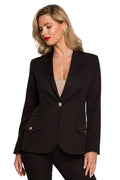 Women's Blazer - Stretchable - 1-Button - Black -Guocali