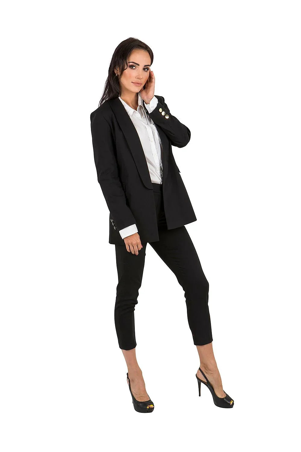 Women's Blazer - Stretchable - Button - Black -Guocali