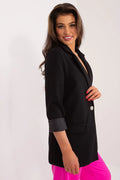 Women's Blazer - Stretchable - Button - Black -Guocali