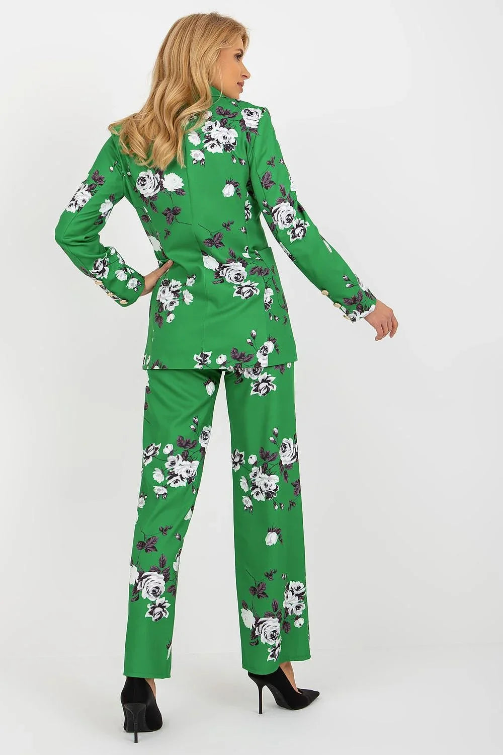 Women's Blazer - Stretchable - Button - Green -Guocali