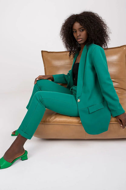 Women's Blazer - Stretchable - Button - Green -Guocali