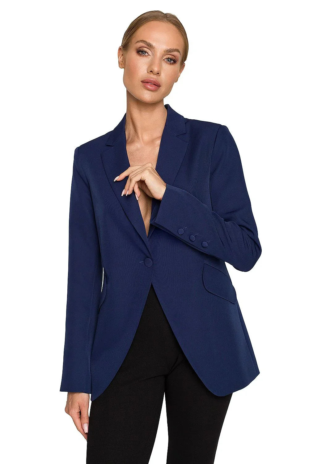 Women's Blazer - Stretchable - Button - Navy -Guocali