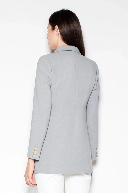 Women's Blazer - Stretchable - Double-Breasted - Gray -Guocali