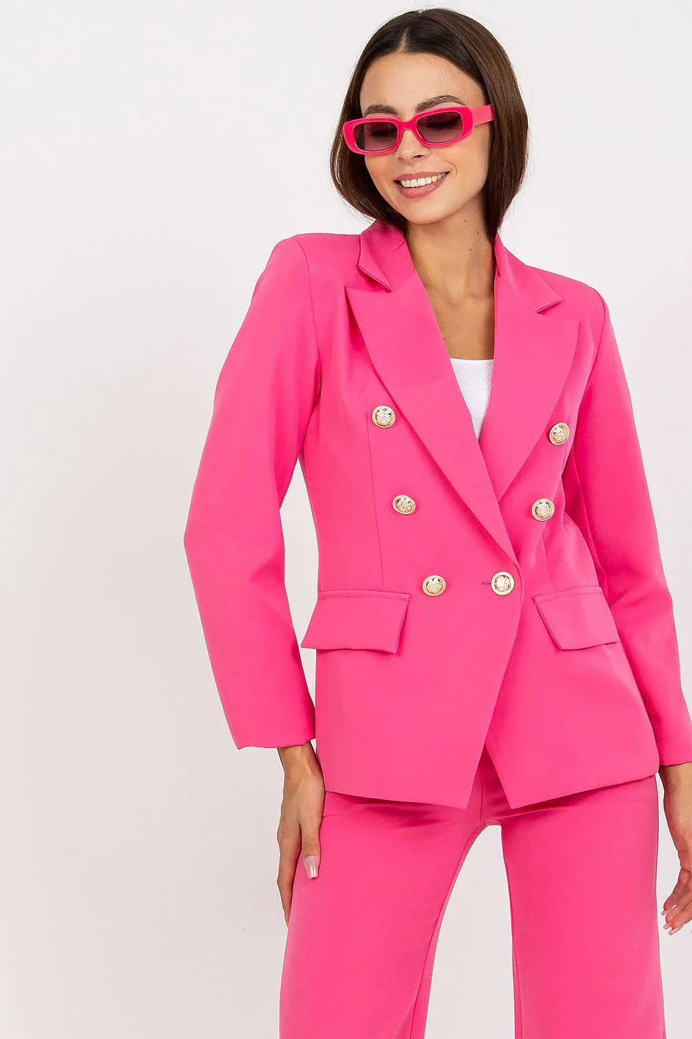 Women's Blazer - Stretchable - Double-Breasted - Pink -Guocali