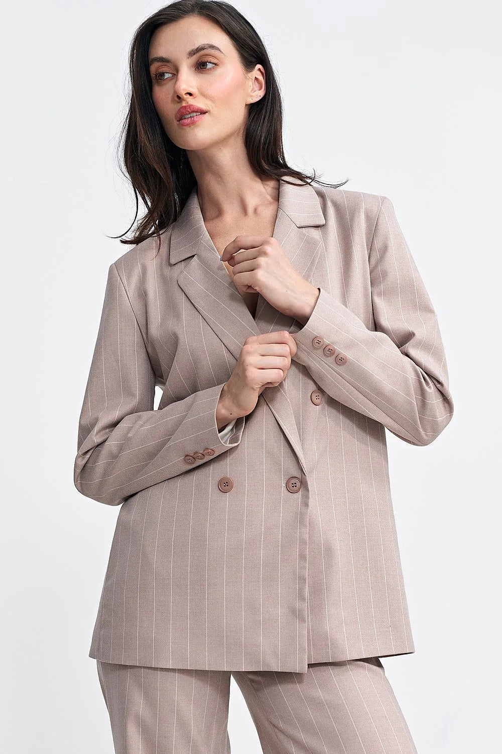 Women’s Blazer - Structured - Double-Breasted - Beige -Guocali