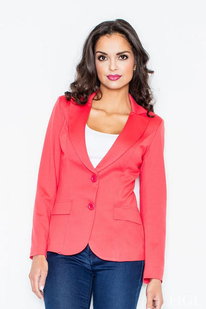 Women's Blazer - Wrinkle-Resistant - Button - Red -Guocali