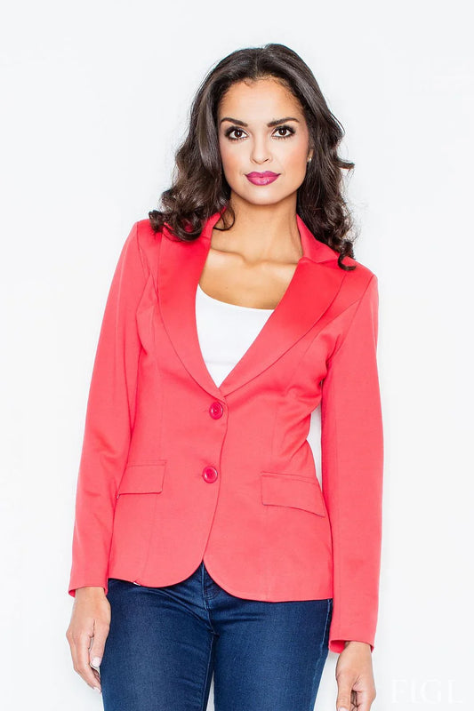 Women's Blazer - Wrinkle-Resistant - Button - Red -Guocali
